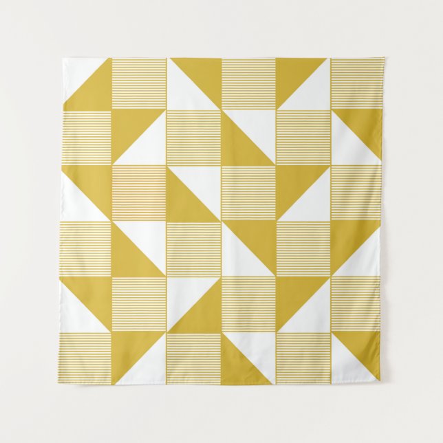 Yellow Triangles: Linear Seamless Pattern. Tapestry (Front)