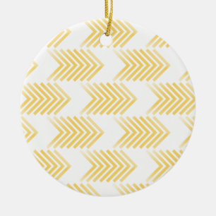 Yellow Tribal Arrow Pattern Ceramic Tree Decoration