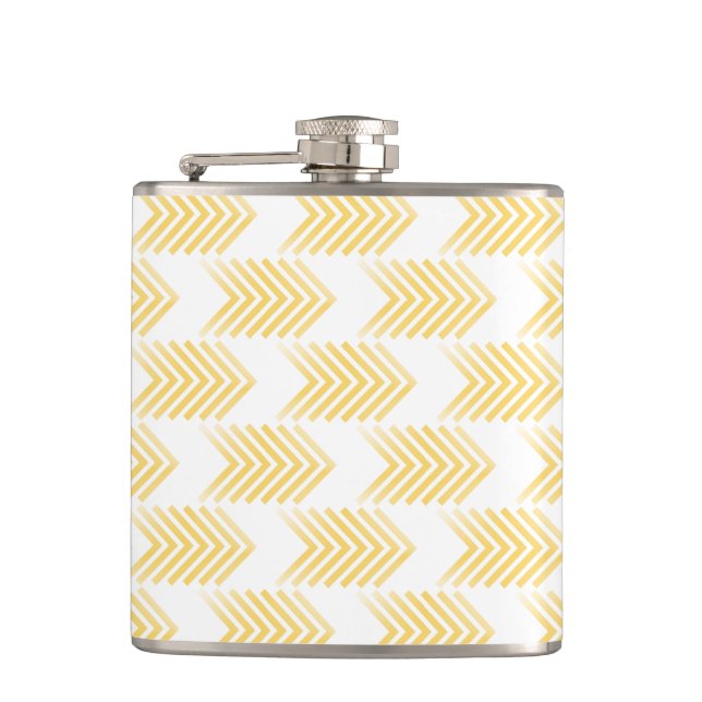 Yellow Tribal Arrow Pattern Hip Flask (Front)