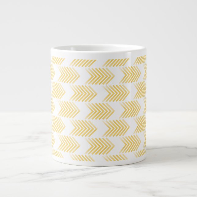 Yellow Tribal Arrow Pattern Large Coffee Mug (Front)