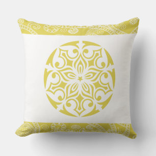 Yellow TRIBAL CIRCLE Retro Throw Pillow