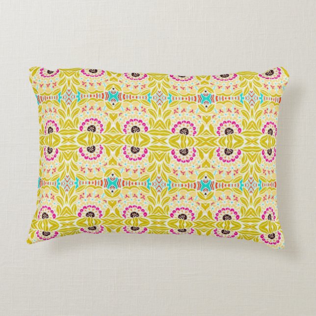 YELLOW TRIBAL PATTERN DECORATIVE CUSHION (Back)