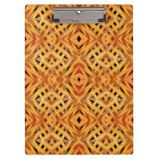 Yellow tribal shapes pattern clipboard (Front)