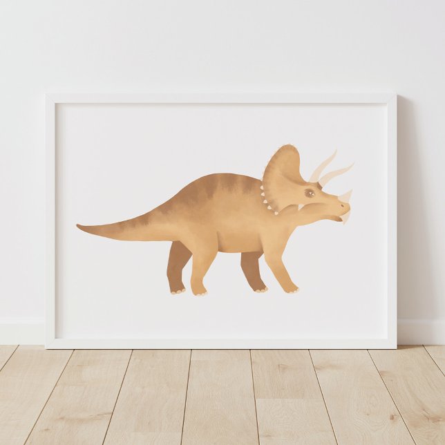 Yellow Triceratops Dinosaur Kids Room Poster (Creator Uploaded)