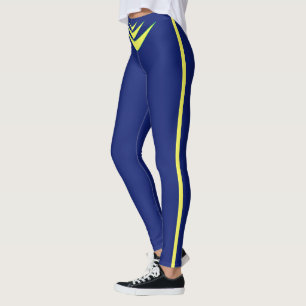 Yellow Triple Boomerang on Royal Blue Leggings