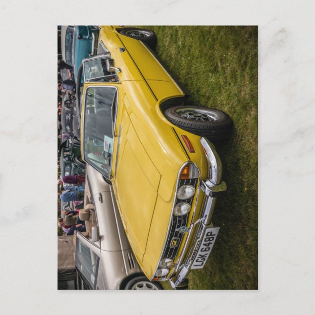 Yellow Triumph Stag sports car Jigsaw Postcard (Front)