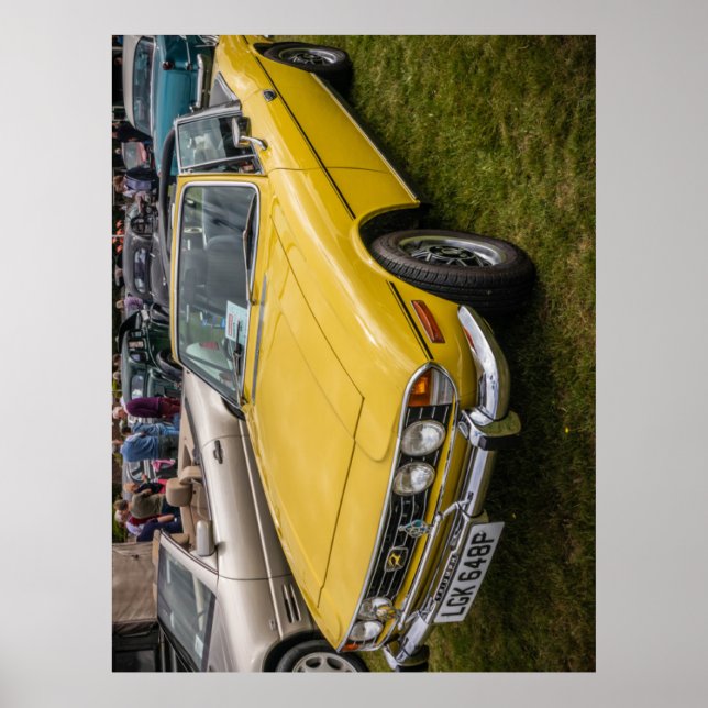Yellow Triumph Stag sports car Poster (Front)