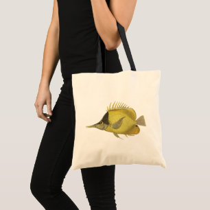 Yellow Tropical Chelmon Longirostris, Vintage Fish Tote Bag