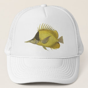 Yellow Tropical Chelmon Longirostris, Vintage Fish Trucker Hat