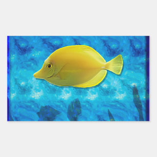 Yellow Tropical Fish Rectangular Sticker