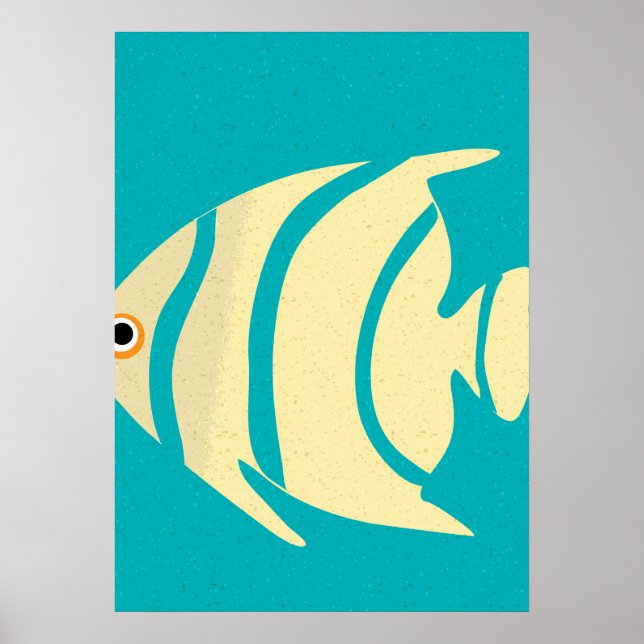 Yellow Tropical Fish Stencil Poster (Front)