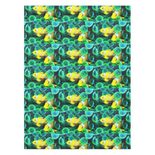 Yellow tropical fish tablecloth