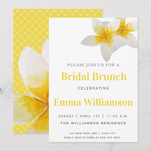 Yellow Tropical Flowers | Bridal Brunch Invitation (Front/Back)