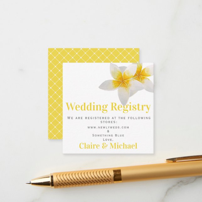 Yellow Tropical Flowers | Wedding Registry Insert (Front/Back In Situ)