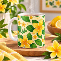 Yellow Tropical Flowers with Lush Green Leaves