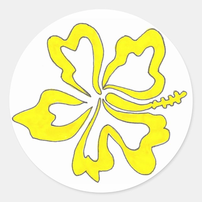 Yellow Tropical Hibiscus Flower Stickers (Front)