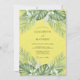 Yellow Tropical Palm Eucalyptus Wedding Invitation