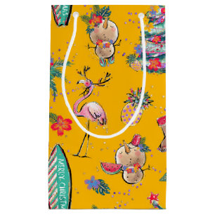 Yellow Tropical Santa Gift Bag