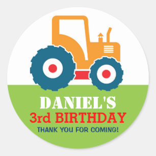 Yellow Truck Cartoon Kids Birthday Party Sticker