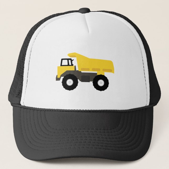 Yellow Truck Construction Trucks Trucker Hat (Front)