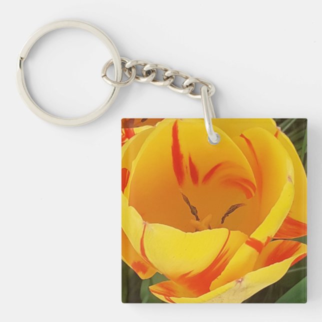 Yellow Tulip Acrylic Key Ring (Front)