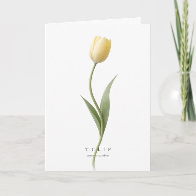 Yellow Tulip Botanical Art Symbol of Sunshine/Joy Card (Front)