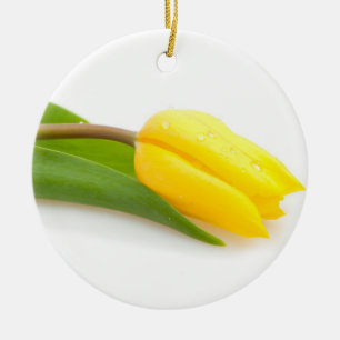 Yellow tulip ceramic tree decoration