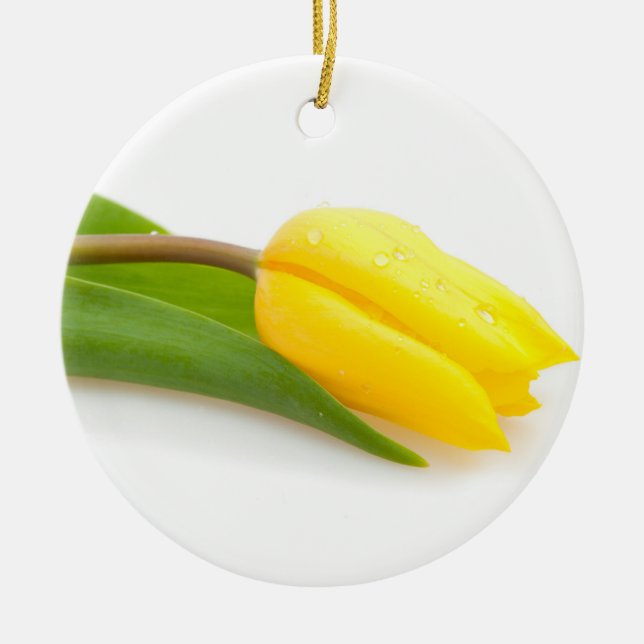 Yellow tulip ceramic tree decoration (Front)