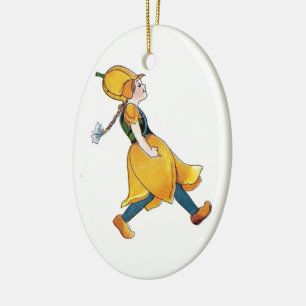 Yellow Tulip Cute Flower Child Floral Funny Girl Ceramic Tree Decoration