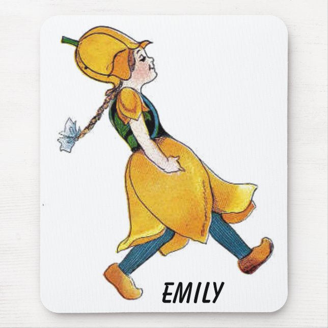 Yellow Tulip Cute Flower Child Floral Funny Girl Mouse Mat (Front)