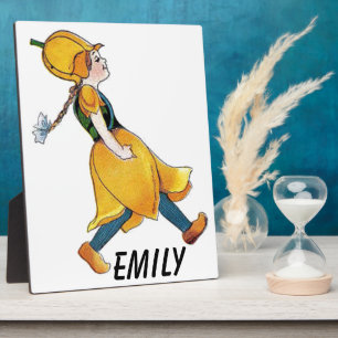 Yellow Tulip Cute Flower Child Floral Funny Girl Plaque