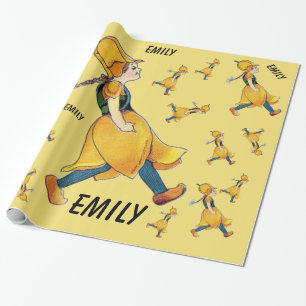 Yellow Tulip Cute Flower Child Floral Funny Girl Wrapping Paper