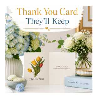 Yellow Tulip Elegant Thank You Card