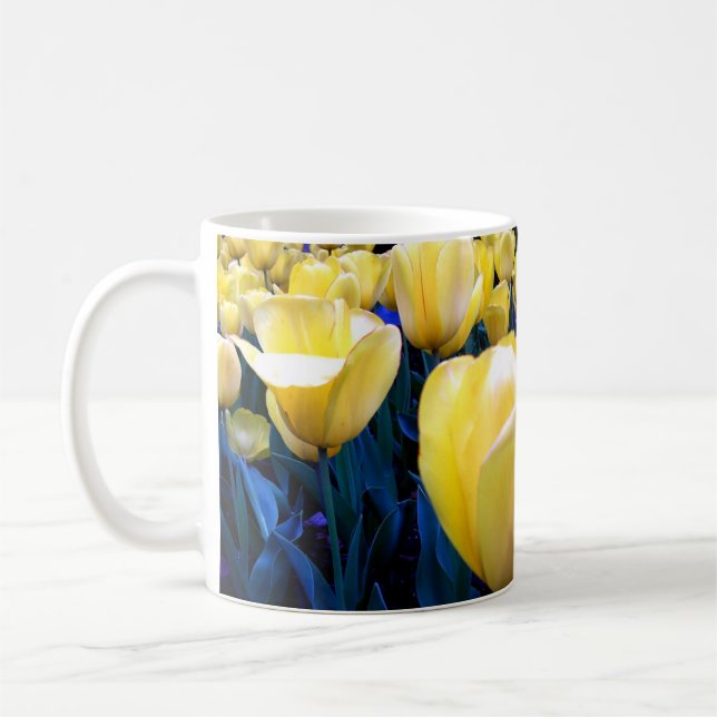 yellow tulip field coffee mug (Left)