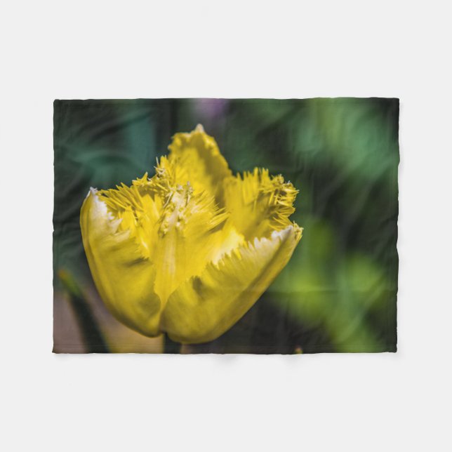 Yellow Tulip Fleece Blanket (Front (Horizontal))