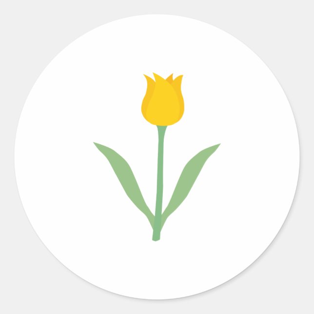 Yellow Tulip Flower. Classic Round Sticker (Front)