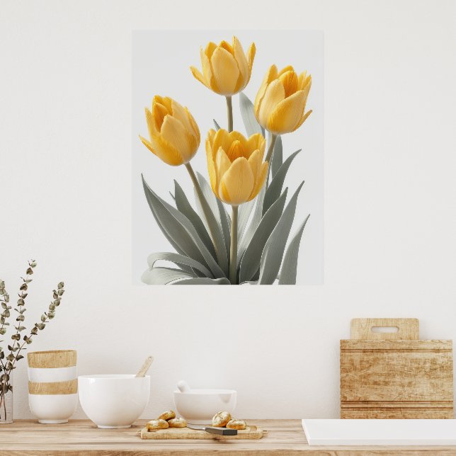 Yellow Tulip Flower Poster (Kitchen)