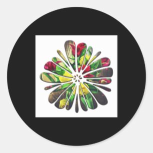 Yellow Tulip Flower - Stained Gl Love. White Versi Classic Round Sticker
