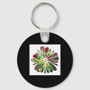 Yellow Tulip Flower - Stained Gl Love. White Versi Key Ring