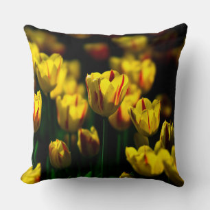 Yellow tulip flowers cushion