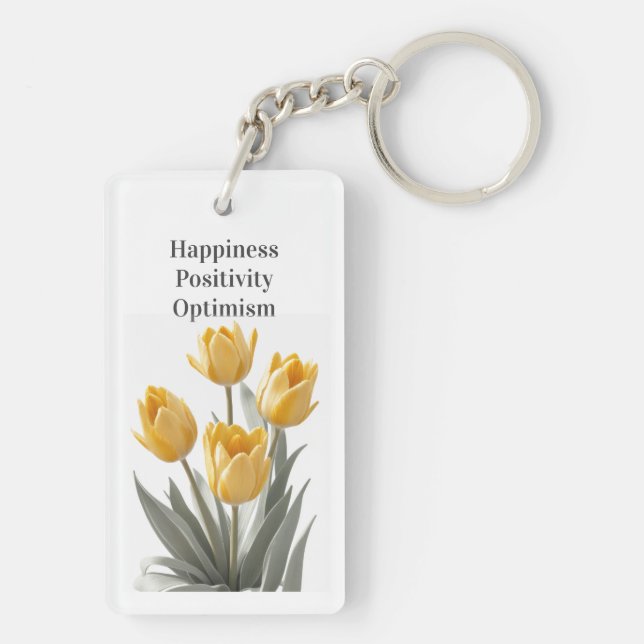Yellow Tulip Flowers Key Ring (Back)