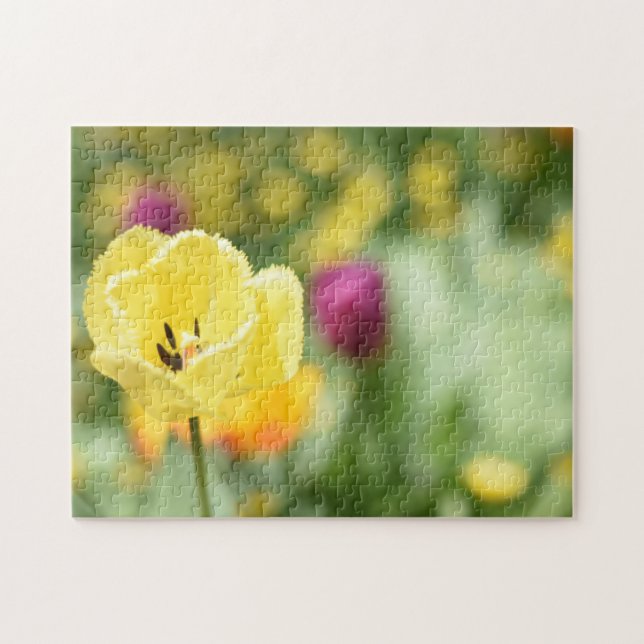 Yellow Tulip Flowers Nature Photography Garden Jigsaw Puzzle (Horizontal)