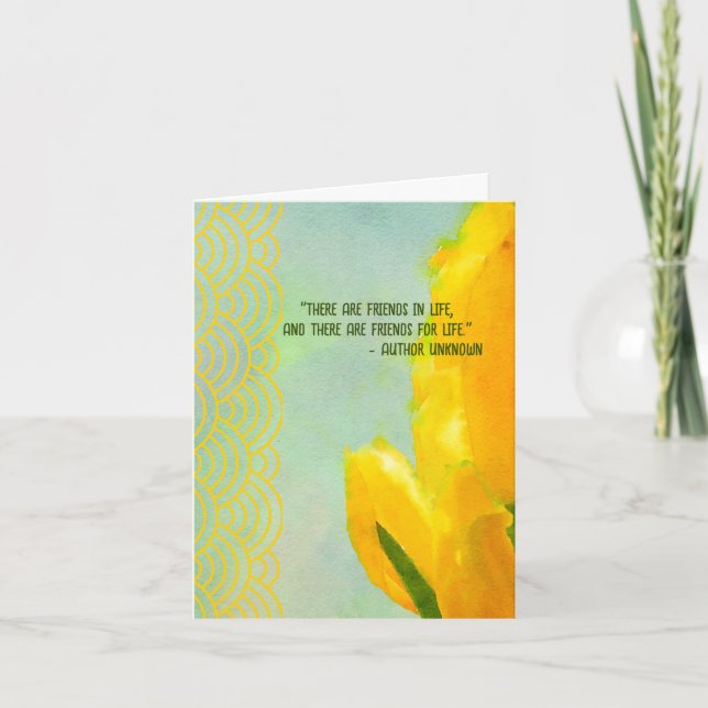 Yellow Tulip Friends for Life Blank Greeting Card (Front)