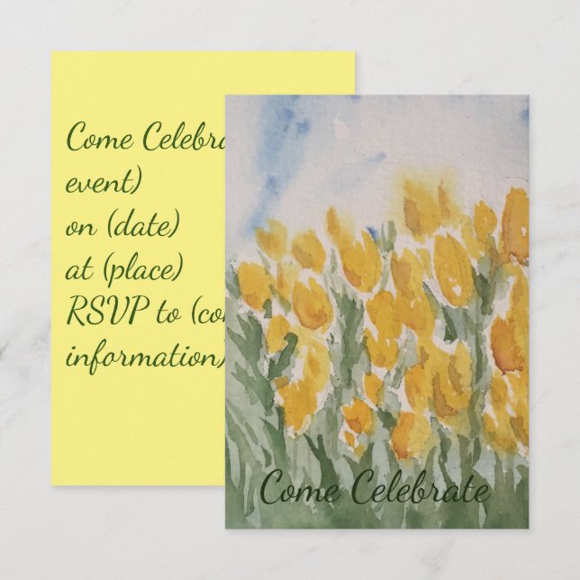 Yellow Tulip Invitation (Front/Back)