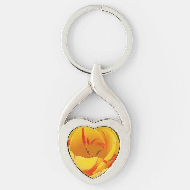 Yellow Tulip Metal Key Ring (Front)