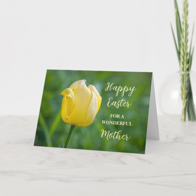 Yellow Tulip Mother Happy Easter Holiday Card (Front)