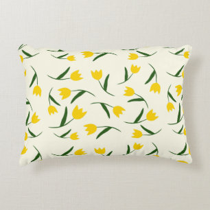 Yellow Tulip Pattern  Decorative Cushion
