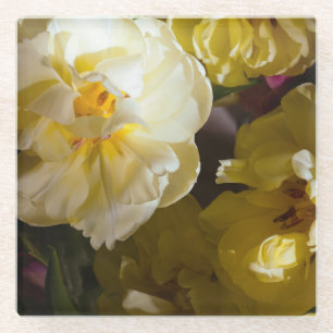 Yellow tulip photo glass coaster