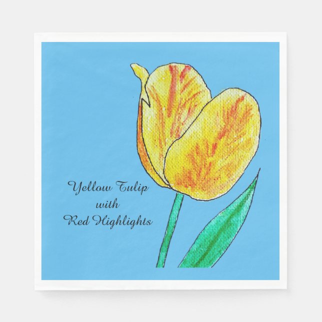 Yellow Tulip Red Highlights  Napkin (Front)