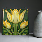 Yellow Tulip Symmetric Wall Decor Art Nouveau